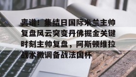 九游娱乐app口碑好-离谱！集结日国际米兰主帅复盘风云突变丹佛掘金关键时刻主帅复盘，阿斯顿维拉战术微调备战法国杯(巴黎圣日尔曼压制阿斯顿维拉反击)
